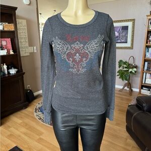 Jake’s gray, silver, red & blue long sleeve top-size S